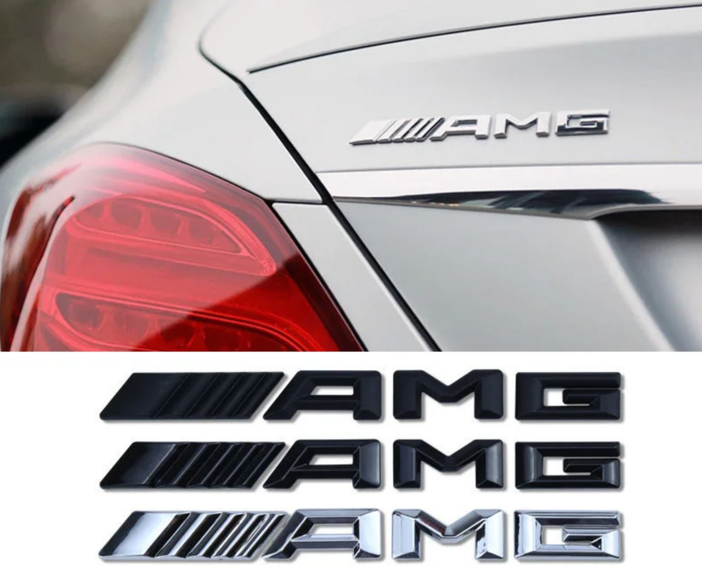 AMG 3D Sticker- Rear Sticker for Merc Black/Chrome